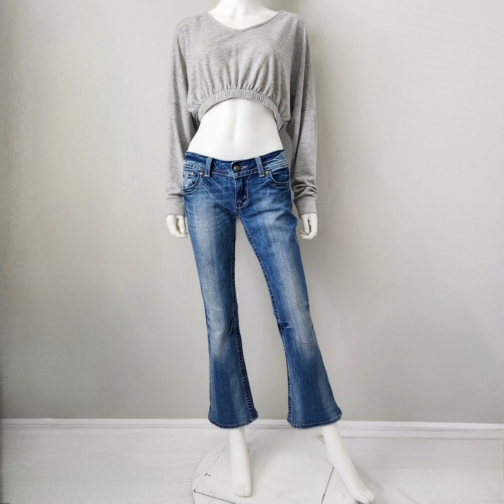 Miss Me Boot / Kick Flare Ankle Jeans With Studs & Contrast Stitching, Size 28 - Picture 15 of 16